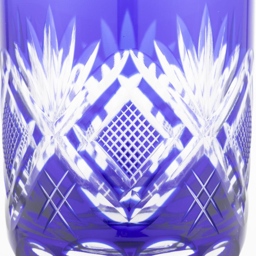 [Authentic Product] Tajima Glass "Edo Kiriko" Sake Cup (Guinomi) - Approx. 5cm Diameter X 6cm Height, Approx. 70ml Capacity, Nanako Pattern, Lapis Laz