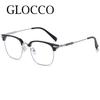 Business Half Frame Myopia Glasses Men Anti Blue Light Metal Black Eyeglasses Male Prescription Shortsighted