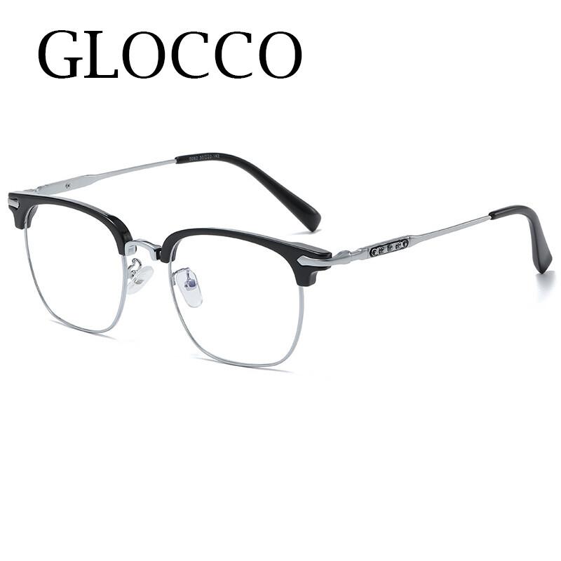 Business Half Frame Myopia Glasses Men Anti Blue Light Metal Black Eyeglasses Male Prescription Shortsighted
