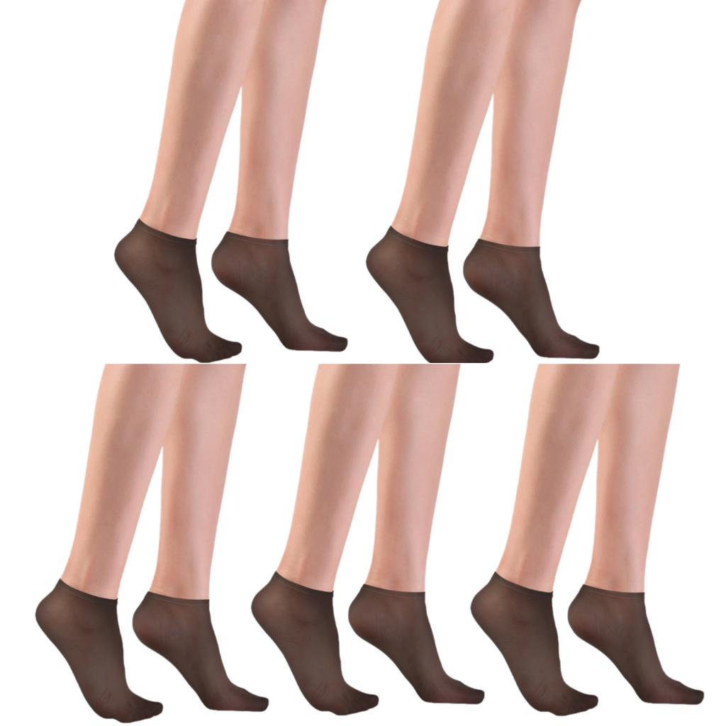 5 Pairs Soft Silky Stockings for Womens Sheer Ankle Socks With Elastic Cuffs Ultra Thin See Through Low Cut Boat Socks