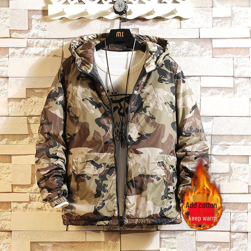 Men's Korean Camouflage Cotton Winter Coat for High School Students