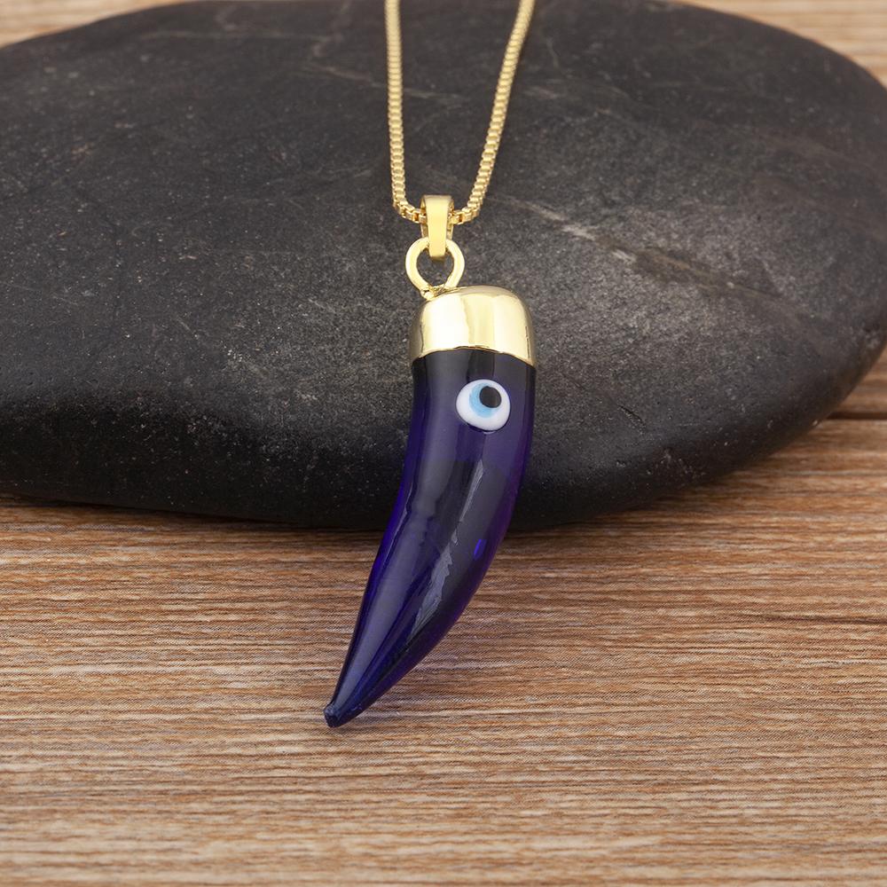 

Nidin High Quality Creative Trend Capsicum Shape Zircon Evil Eye Charm Pendant Necklace For Women Girl Daily Party Jewelry Gifts темно-синий