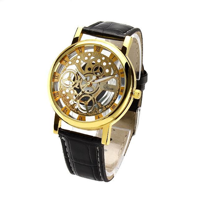 Fashion Skeleton Men's Watches Quartz Leather Bracelet Strap Wristwatch Fashion Business Watches Men's Gifts Wholesale Available
