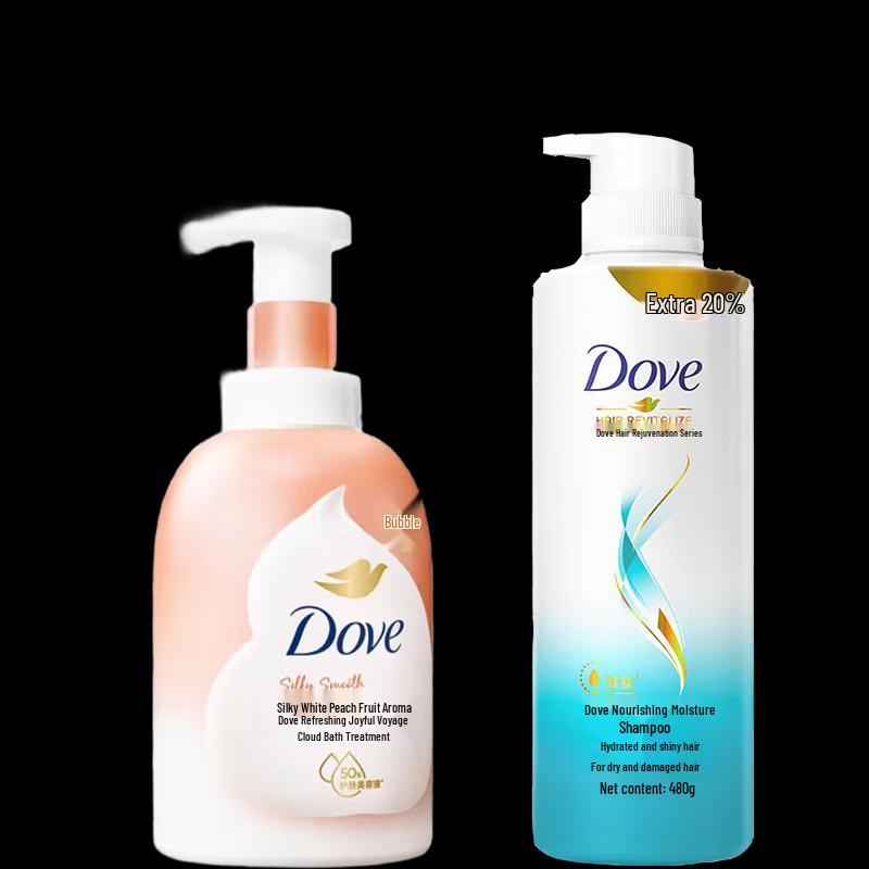 Dove White Peach Shower Mousse & Nourishing Shampoo Combo