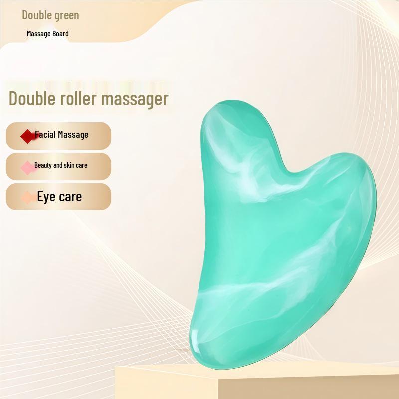 Rose Quartz Heart-Shaped Double-Headed Facial & Body Roller and Gua Sha Massage Set