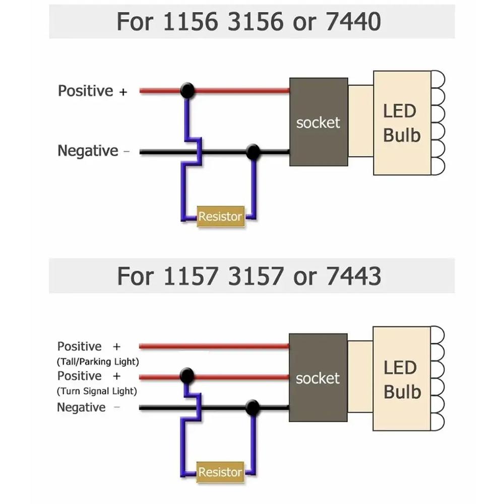 2 pcs 10 W 25 W 50 W Load Resistor for LED Bulbs Resistors for LED Lamp, CANbus, Brake Light, Flicker