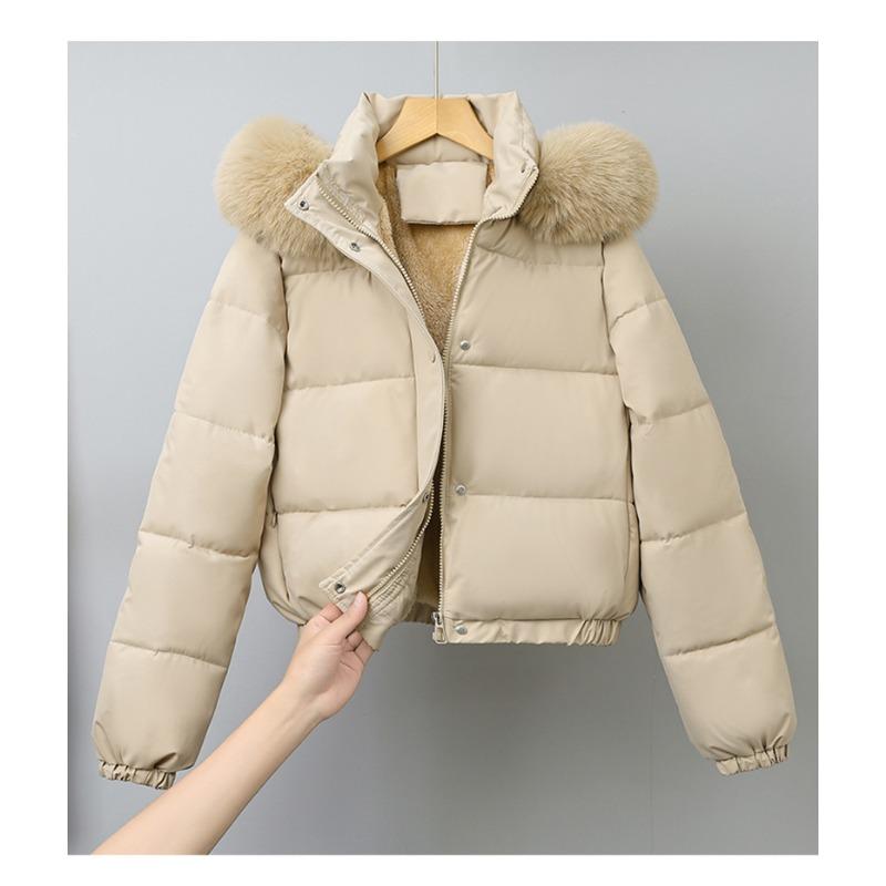 Women S Short Winter Thick Cotton Puffer Jacket With Fur Collar