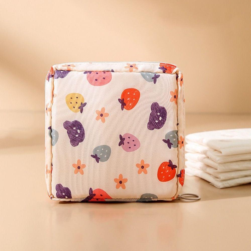 

Strawberry Cherry Storage Bag Cartoon Design Data Cable Storage Bag Women D