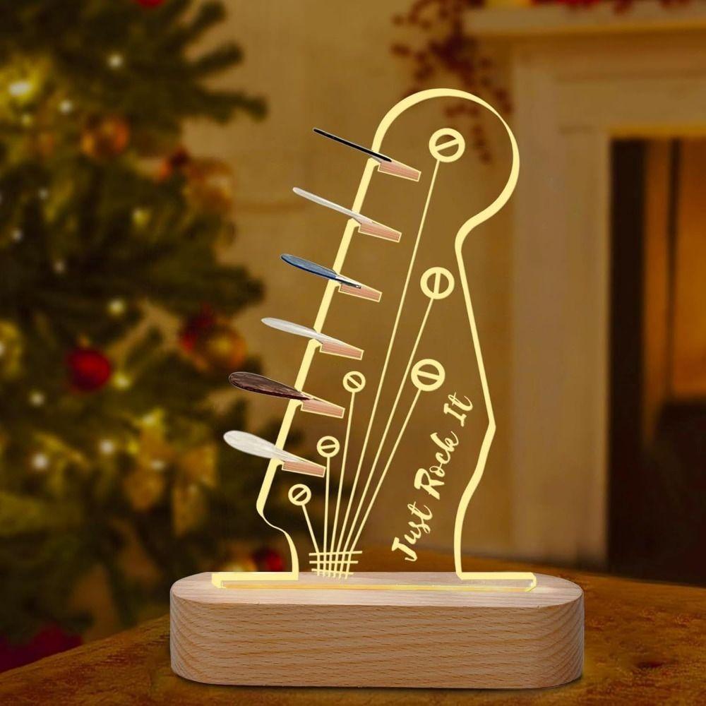 Wood Base Guitar Pick Holder Light Up Guitar Pick Storage Rack  For Guitarist