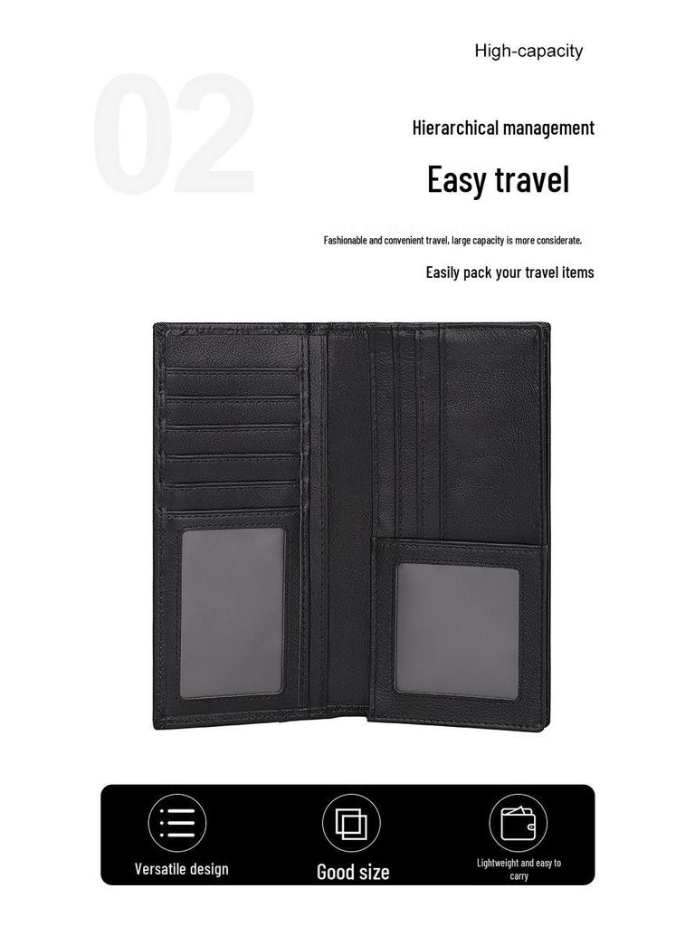 Jiameda Nappa Leather RFID Men's Long Wallet with Zipper and Anti-magnetic Card Slots
