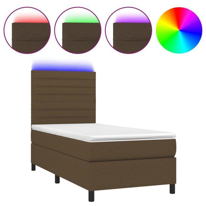 VidaXL Slat Bed Base with Mattress and LED, Upholstered Bed, Single Bed, Adult Bed for Interior Bedroom, 3134912