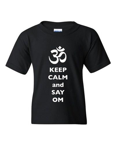 Keep Calm And Say Om Hindu Sanskrit Symbol Religion DT Youth Kids T-Shirt Tee Unisex T-Shirt L