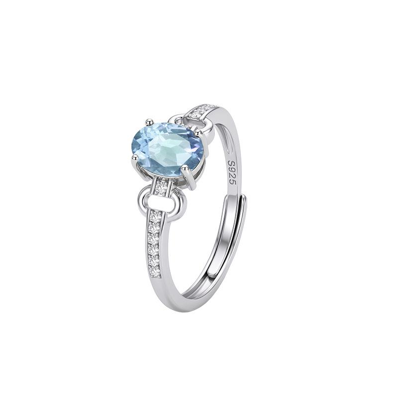 Color Treasure Ring S925 Sterling Silver Horse Buckle Design Natural Topaz Garnet Peridot Light Luxury Living Ring