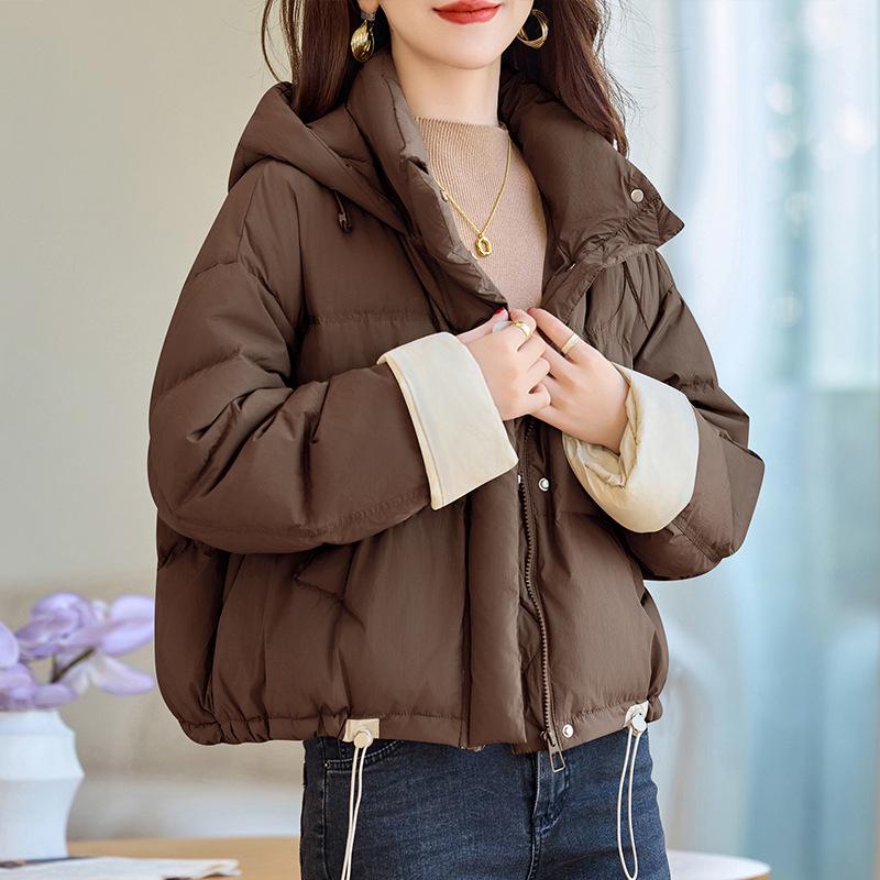 

Женская зимняя куртка 2024 года с капюшоном и цветными блоками, на утином пуху Large