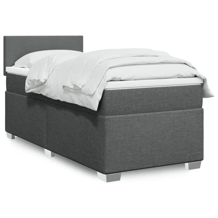 Maison Exclusive - Sommier à lattes de lit avec matelas Gris foncé 100x200cm Tissu