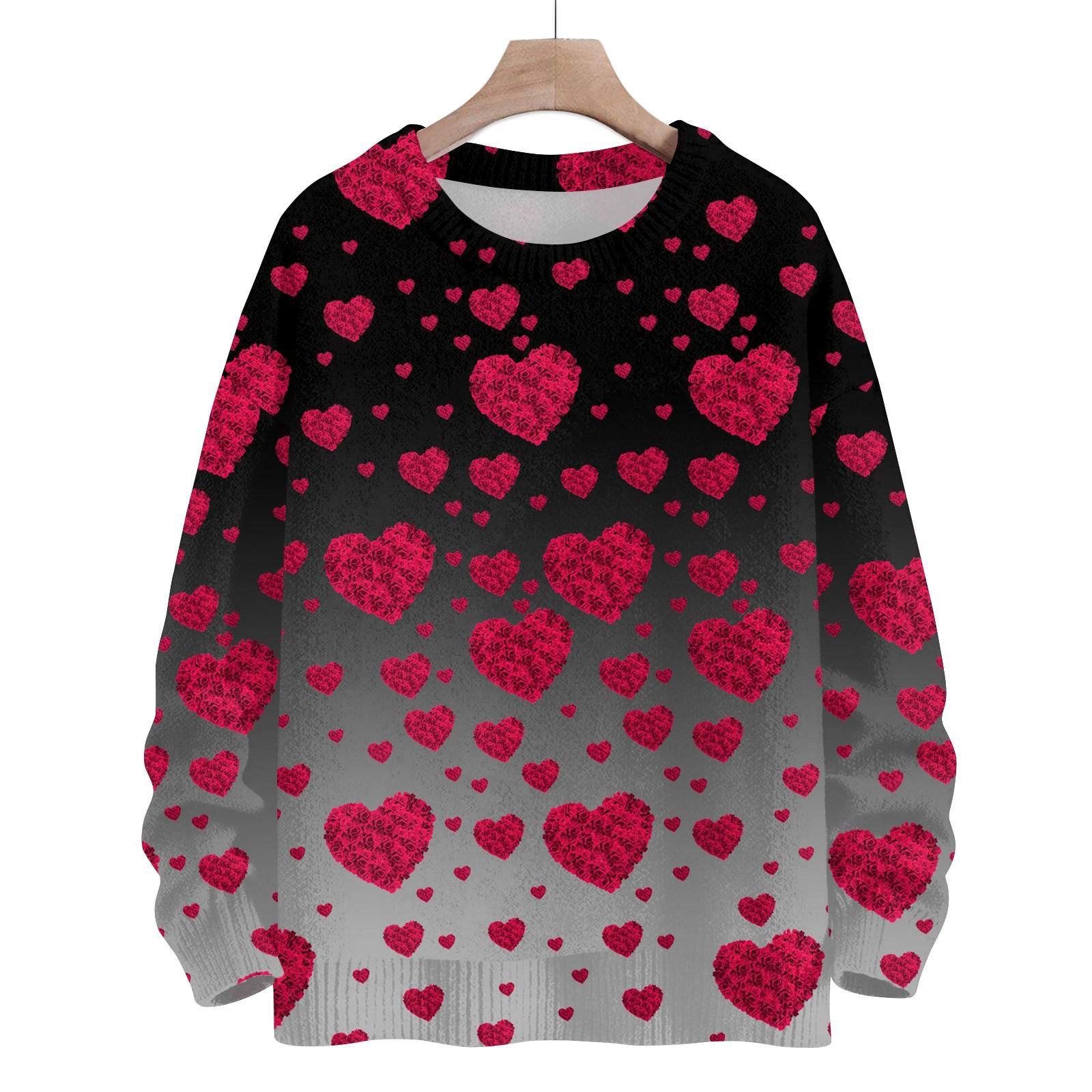 

Свитшоты для женщин Вязаный свитер Милая рубашка Осенний круглый вырез Пуловер Топы L чёрный