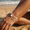 Ocean Style Imitation Pearl Starfish Shell Pendant Bracelet for Women Boho Conch Metal Chain Bangles Summer Beach Party Jewelry