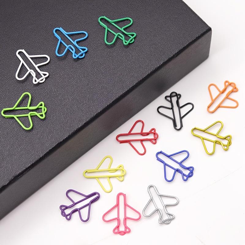 30Pcs Aircraft Modeling Paper Clip Metal Color Paper Clip Office Information File Classification Folder