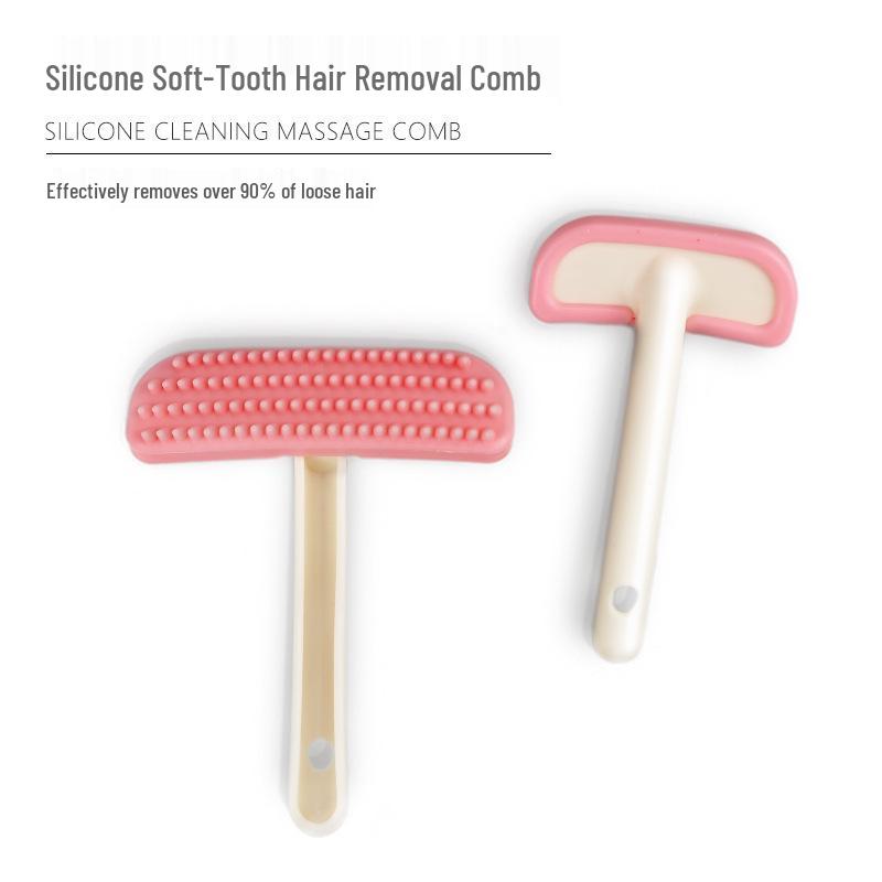 

Silicone Soft-Bristled Pet Massage Comb for Hair Removal and Rabbit Grooming Small рожевий