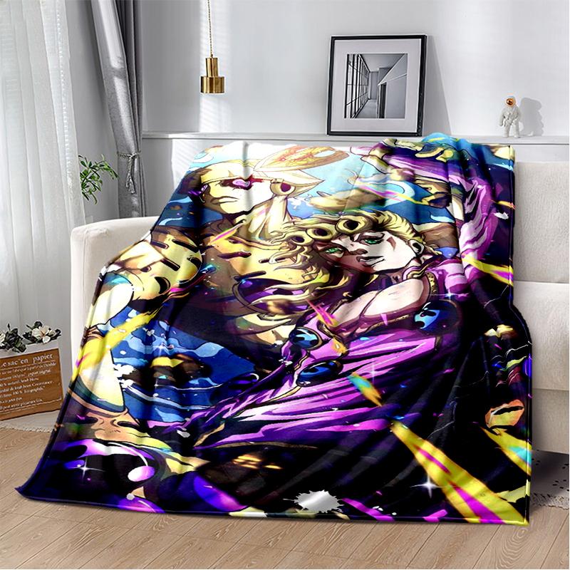 3D Jojo's Bizarre Adventure Cartoon Anime Blanket,Soft Throw Blanket for Home Bedroom Bed Sofa Travel Picnic Office Cover Kids