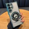 For Samsung S25 S24 S23 Ultra Luxury Holder Stand Plating Frame Transparent Phone Case For Samsung Galaxy S22 Plus A16 A53 Cover