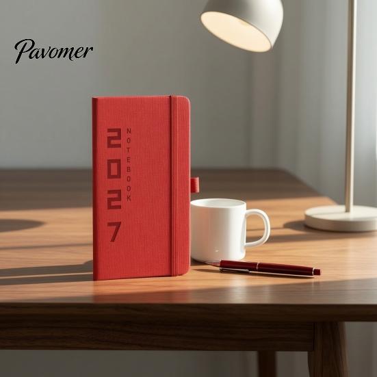 Elastic Strap Notebook 2027 Daily Weekly Planner with And Pen Holder, PU Holder Leather Cover Agenda Notebook, Pocket Size Schedule Organizer