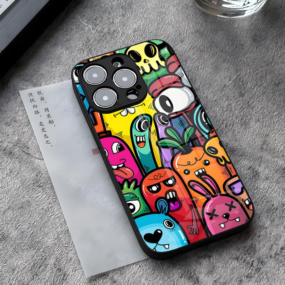 Monster Party Phone Case For IPhone 17 Pro Max 14 Pro 15 12 11 13 Mini X XR XS 16 Plus SE Glass Cover