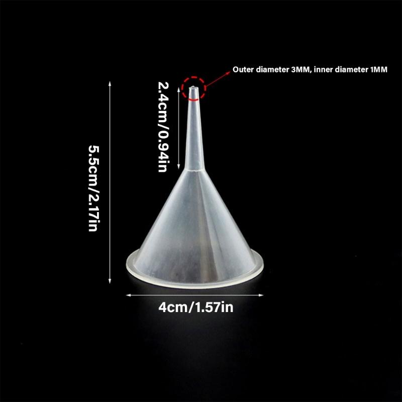 3 Pieces Clear Funnel Perfume Funnel Small Funnel Plastic Funnel for Lab Water Bottle Powder Filling Bottles