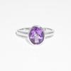 Anello Minimalista Ovale in Ametista: Gemma in Argento Sterling 925