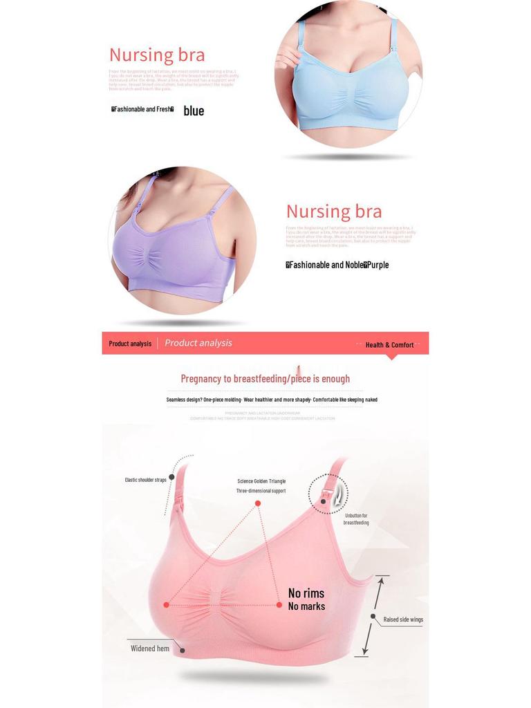 Adjustable Wire-Free Nursing Bra with Front-Open Design and Breast Pads for Pregnant & Breastfeeding Women