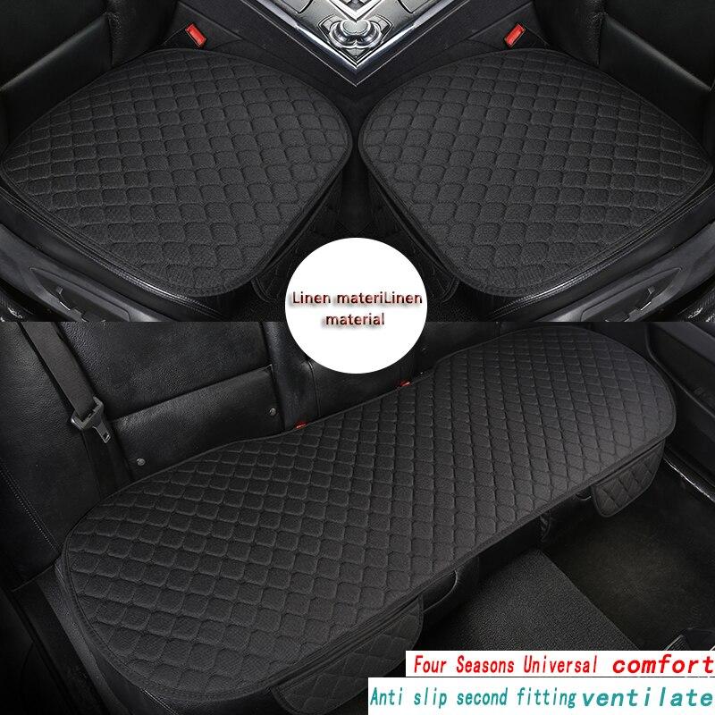 Linen Quilted Embroidered Car Cushion Without Backrest Four Seasons Universal Three-Piece Set