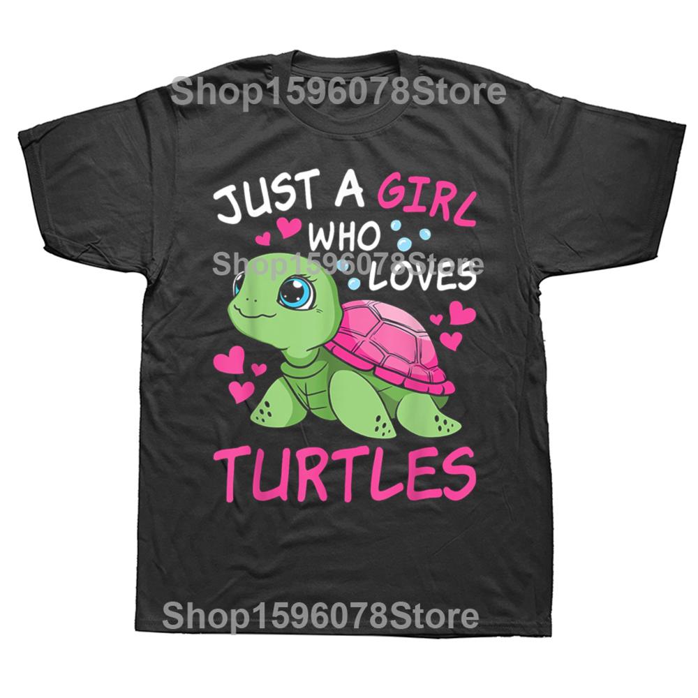Funny Just A Girl Who Loves Turtles Ocean Animal Cute Sea Turtle T Shirts Mens Clothing Fashion Casual Loose Oversized T Shirt