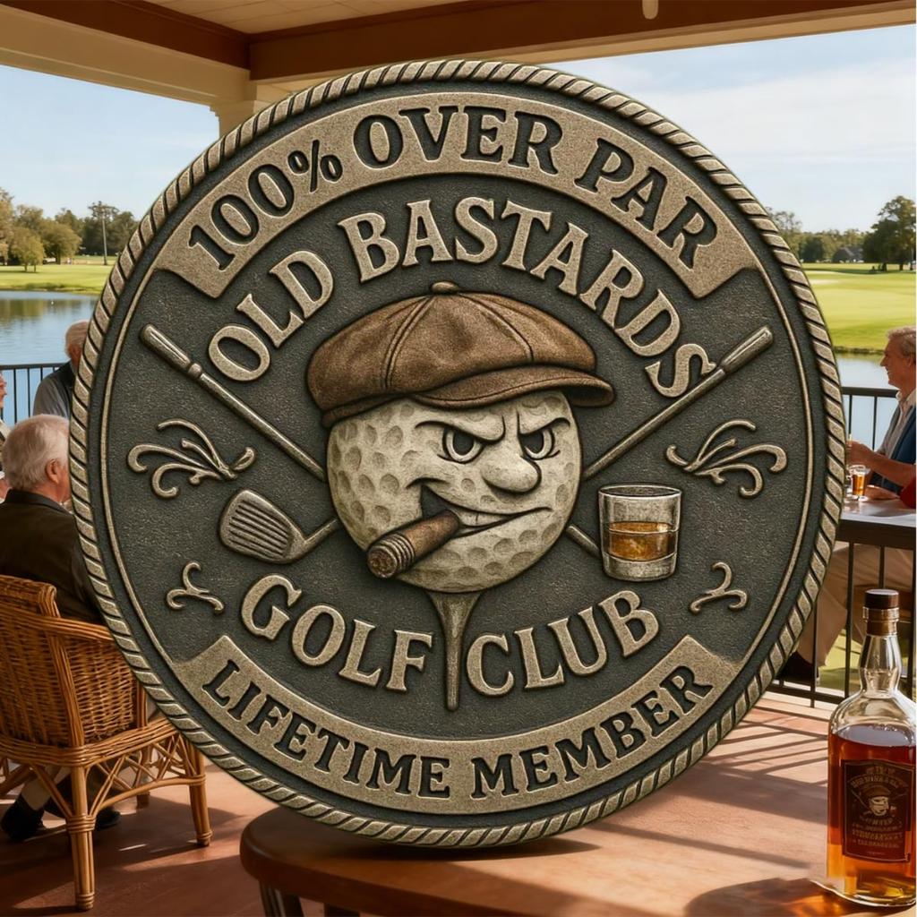 Golf Coin Funny Golf Challenge Coin For Men With Whiskey Design, “Over Par” & “ Member” Inscription Perfect Gift For Golfers, Friends