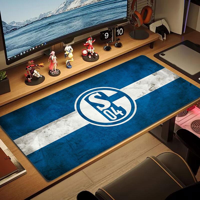 FC Schalke 04 Großes Mauspad Große Gaming-Tischmatte Rutschfest Laptop Tablet Großes Mauspad XXL Matte Mini-PC-Spielmatte Mit Verriegeltem Rand 30cmx60cm(11.8x23.6inch) white