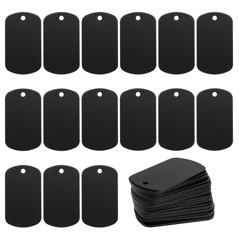 Trendy! 50 Pcs Metal Stamping Blanks Black for Stamping, Engraving Blanks Aluminum Stamping Blanks Keychain Blank Dog Tag