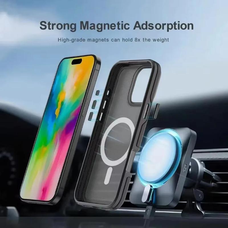 Fluorescent Candy Colour Car Magnetic Matte Phone Case for IPhone 16 15 14 Plus 13 12 Pro Max Wireless Charge Protector Cover