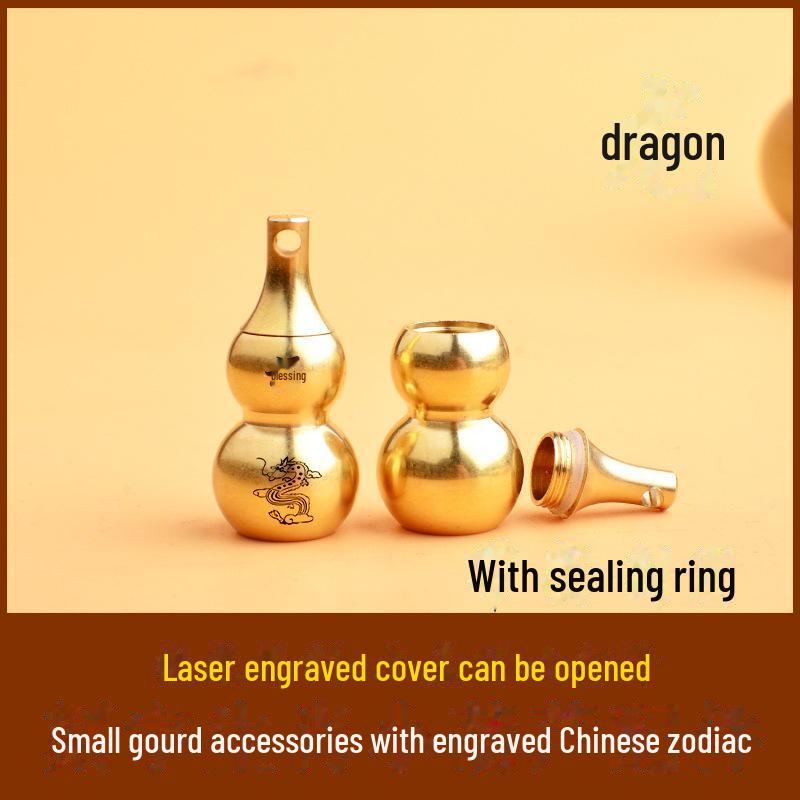 Schlüsselanhänger aus Messing mit Sternzeichen-Kürbis, acht Trigrammen und Segensgravur