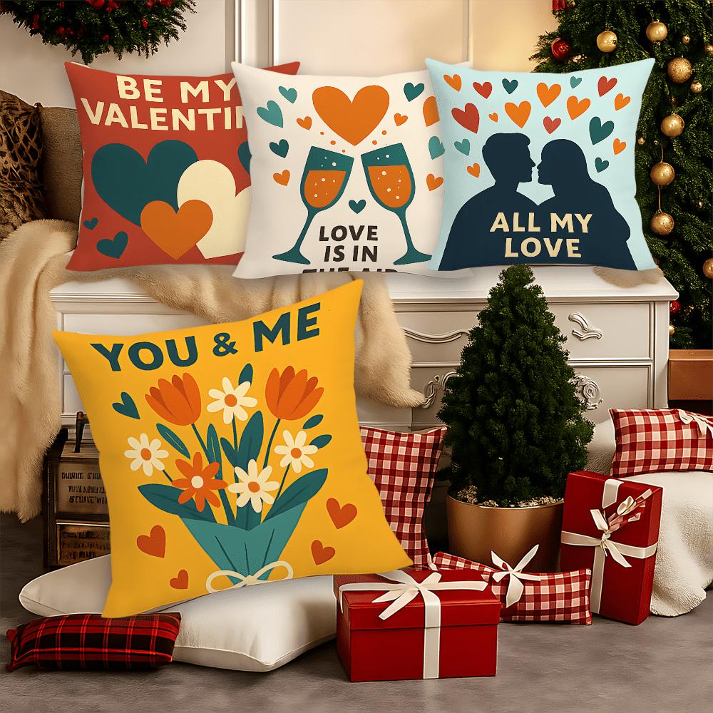 Retro Heart-shaped Floral Pattern Printing Pillow Cover Short Plush Suitable Living Rooms Bedrooms Sofas Throw Cushion Cover