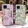 Shockproof Cartoon Phone Case For Sharp Aquos Zero6/Aquos Air Wrist Strap Lanyard Ring Cute Kickstand Soft Case Silicone