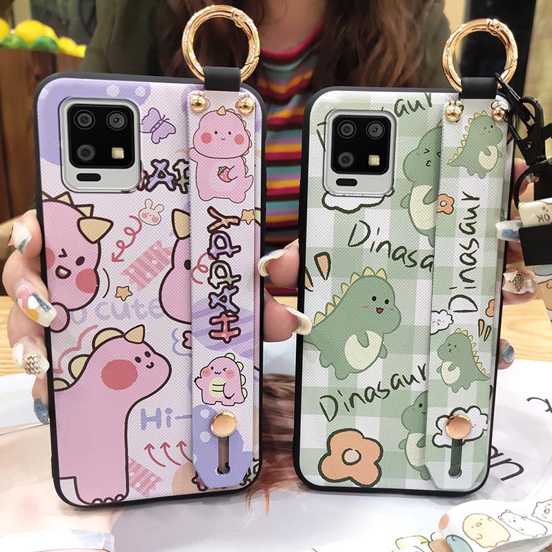 Shockproof Cartoon Phone Case For Sharp Aquos Zero6/Aquos Air Wrist Strap Lanyard Ring Cute Kickstand Soft Case Silicone
