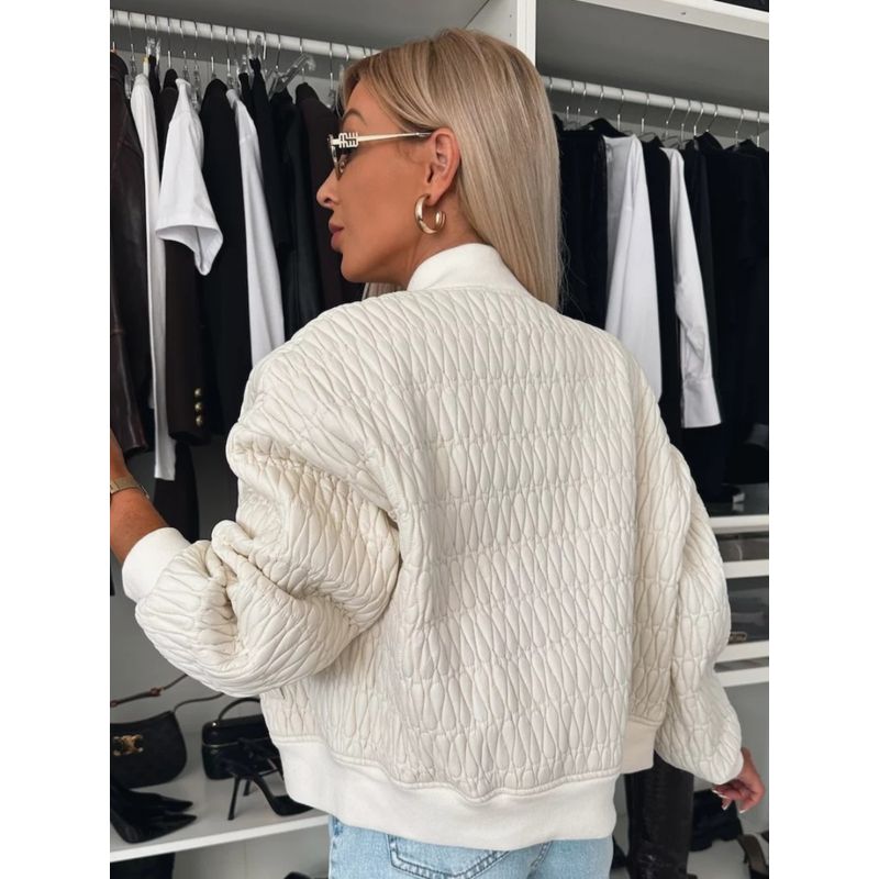 Autumn New Women clothes Western Style Solid Embroidered Short Zipper Clip Thin Gram Cotton-padded jacket High Waist Zip-up Top
