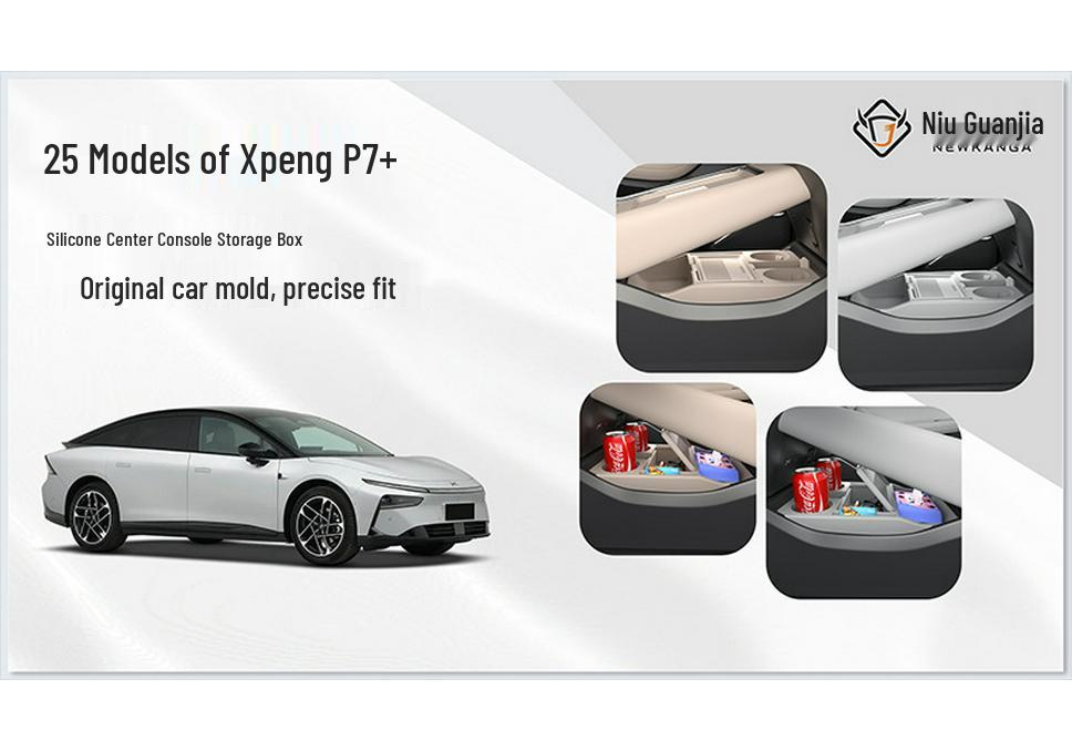 Compatible with 25 Xiaopeng P7+ Models: Center Console Lower Storage Box and Glasses Organizer Accessories.