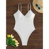 Sexy New Ribbed V Neck Wrinkled High Cut Women Swimwear One Piece Swimsuit Female Monokini Padded Bather Bathing Suit Swim