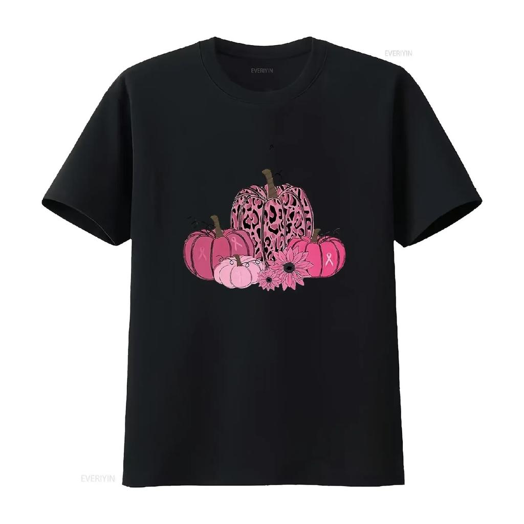 Breast Cancer Awareness for Women in October We Wear Fall Ribbon Leopard Pumpkin T Shirt Black 2X Large vintage Washed