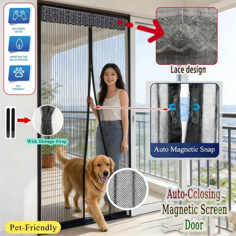Magnetic Screen Door Curtain Mosquito and Insect-Proof Mesh Door Curtain Magnetic Sealing Device for Window and Door Screens