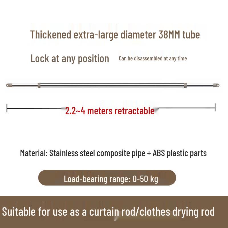 Retractable No-Drill 304 Stainless Steel Balcony Clothes Drying Rack Pole