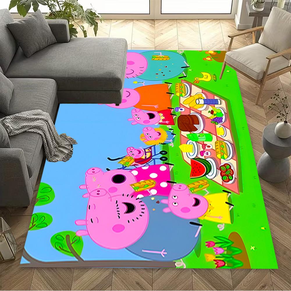 Peppa Pig's Colorful World Floor Rug Office Rug Design for Entryway Foyer Game Room Playrooms Antislip Carpet Office home decor