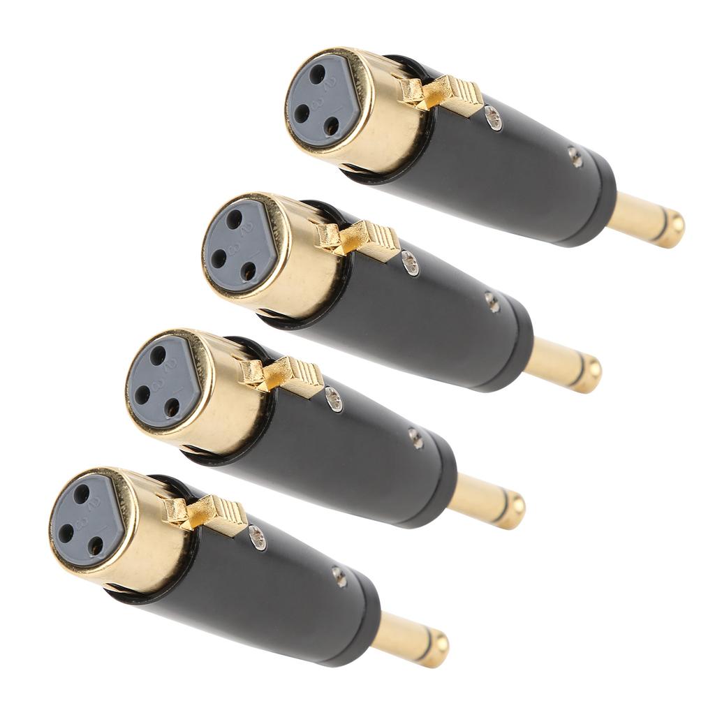 4Pcs XLR Adapter Audio Converter Metal 6.35mm Single Track Male to Female LZ1167G
