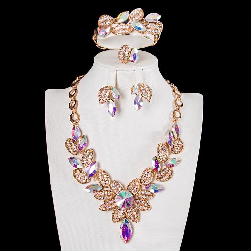 Jewelry Gemstone Four-Piece Short Collarbone Necklace Bridal Wedding Dress Accessories
