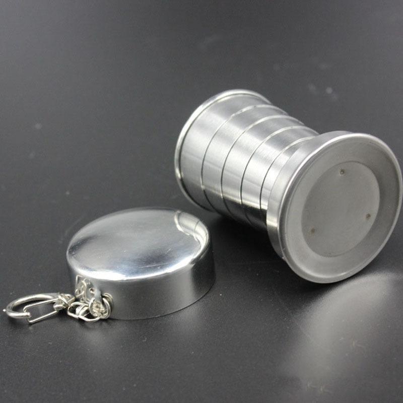 1pc Mini Collapsible 75/150/250ml Alcohol Cup Stainless Steel Portable Outdoor Wine Cup Travel Wash Mug Practical Drinkware